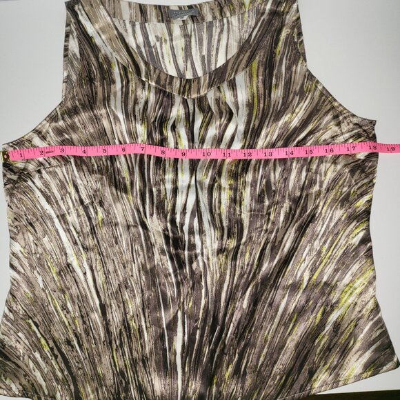ANN TAYLOR | 100% Silk Sleeveless Brown Light Green Silver & Black Blouse - Picture 6 of 6